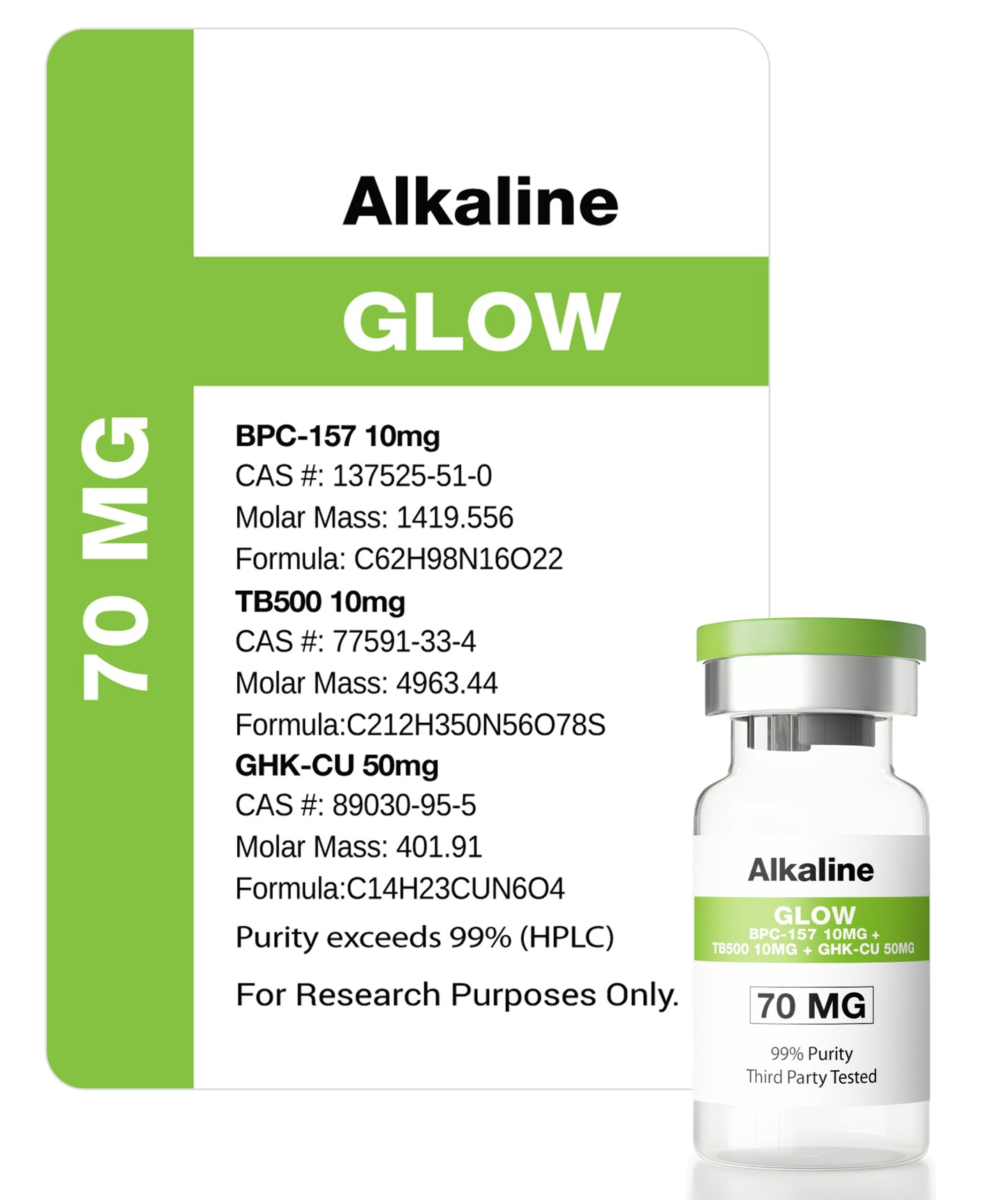GLOW 70mg (BPC-157 10mg + TB500 10mg + GHK-CU 50mg)